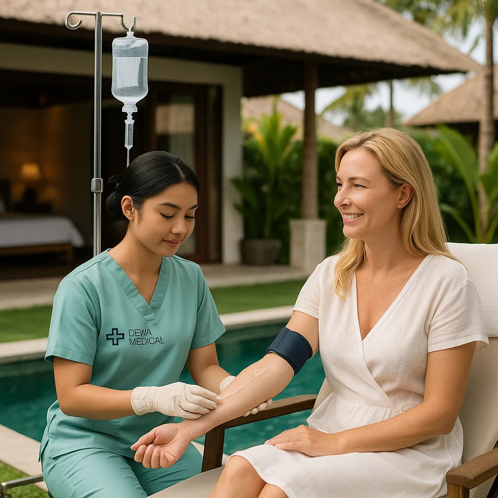 Doctor-led IV drip home visit at villa in Canggu, Bali