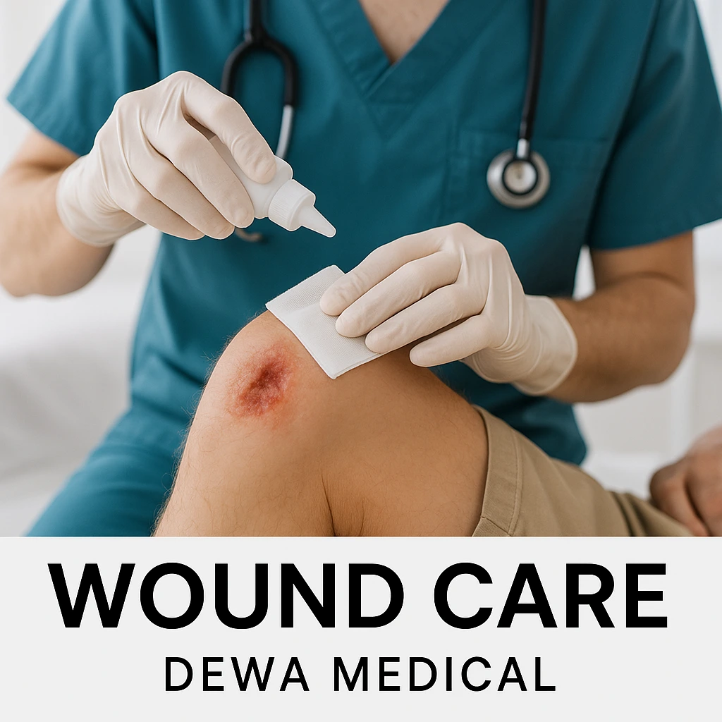 Doctor providing mobile wound care treatment at hotel villa in Bali